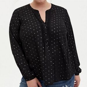 Torrid Star Print size 1 long sleave Georgette pintuck